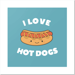 Cute Kawaii I Love Hot Dog T-Shirt Posters and Art